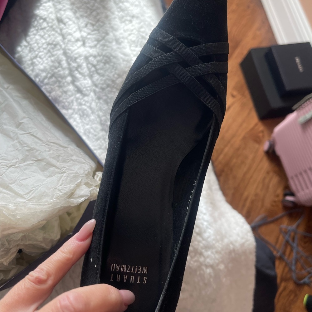 Stuart Weitzman Black Suede Flats